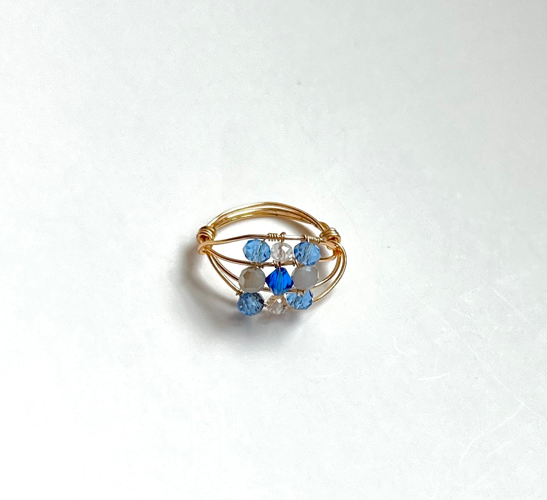 Light Blue Gold Plated Ring