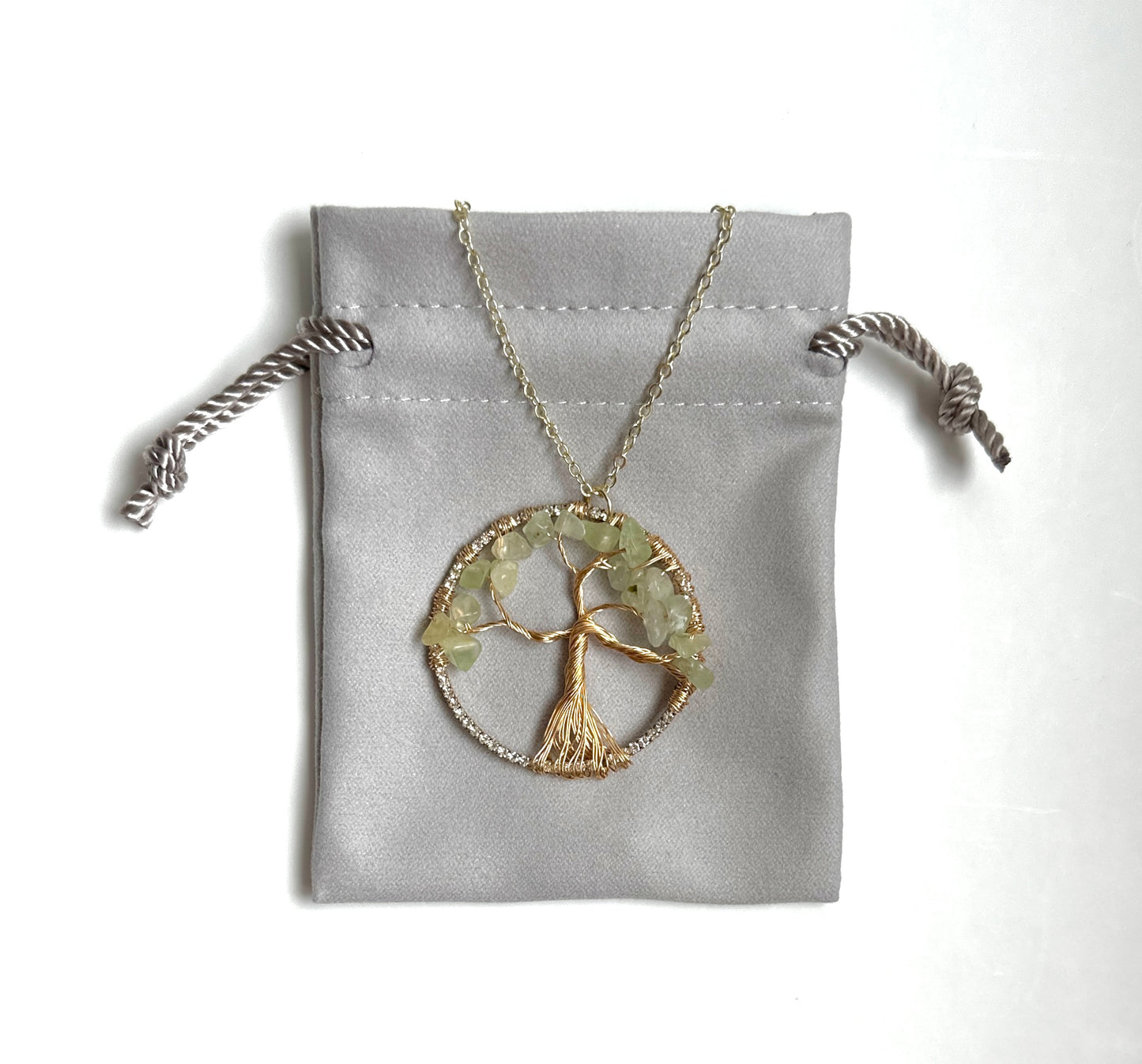 Prehnite Crystal Tree Of Life Necklace