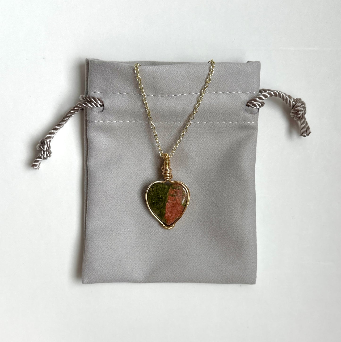 Unakite Heart Necklace