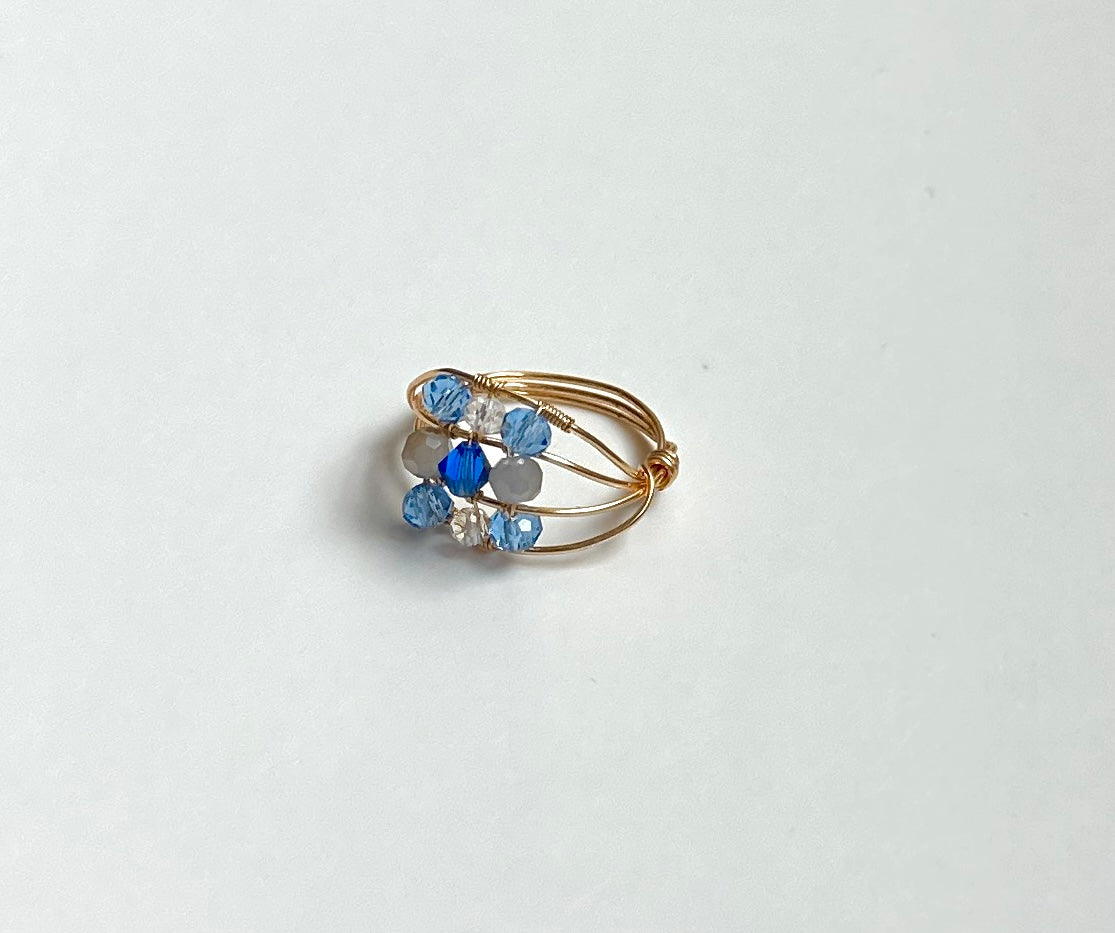 Light Blue Gold Plated  Ring