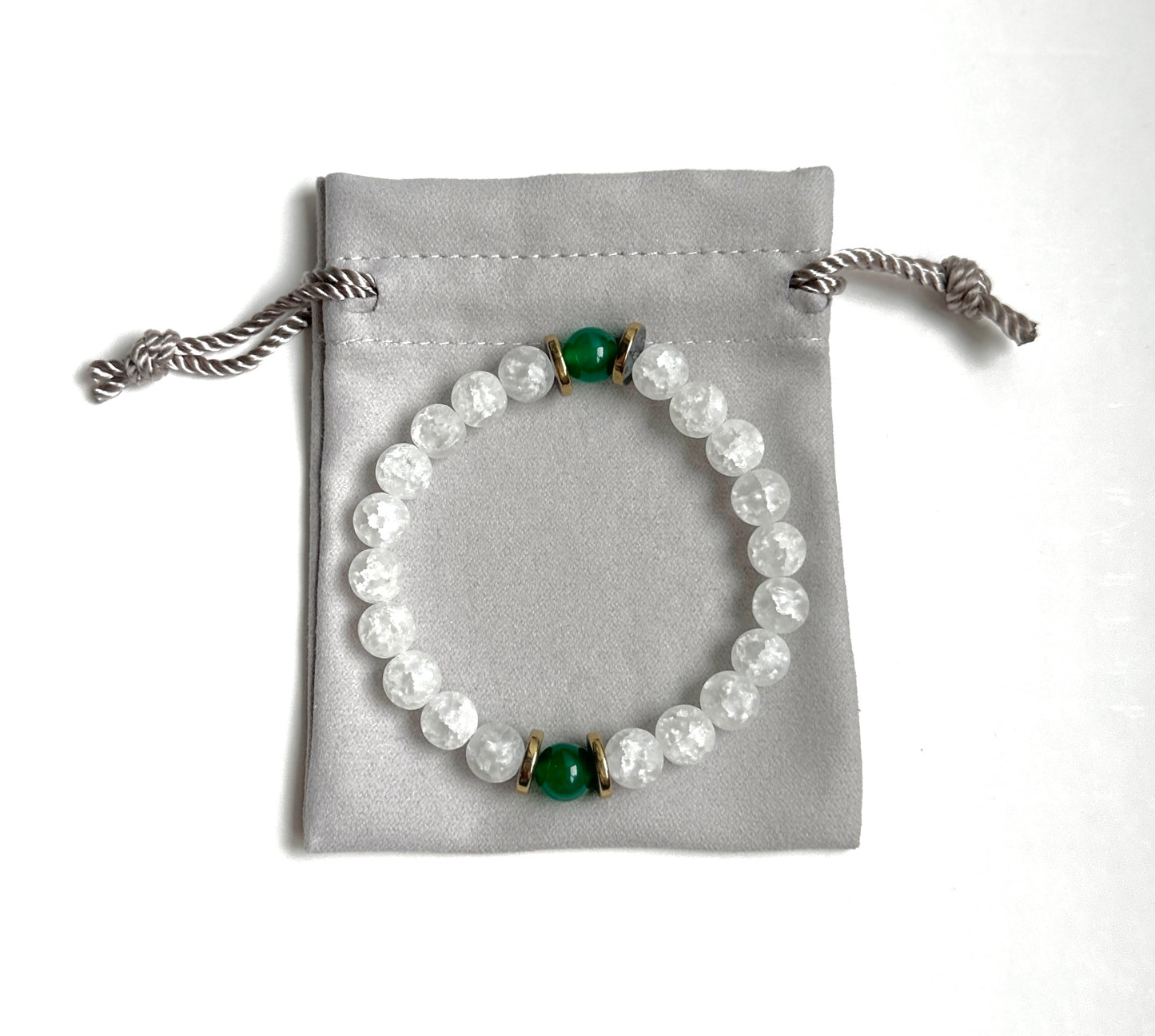 White Snow Quartz & Green Aventurine Bracelet