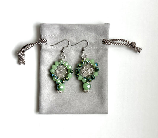 Two Tone Green Clear Quartz Earrings